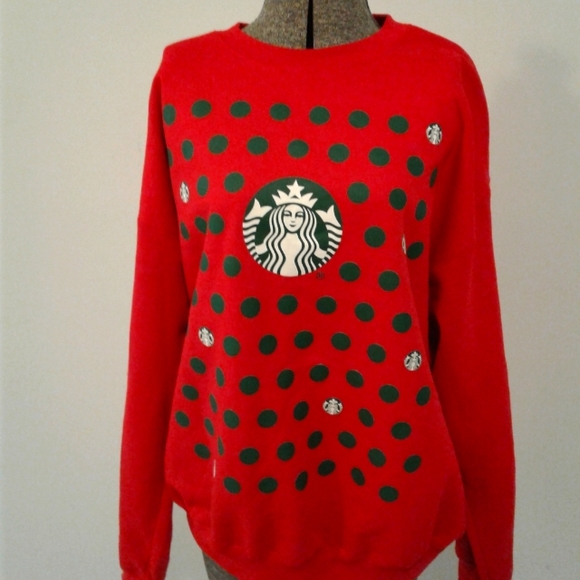 Starbucks coffee holiday Mermaid Logo Crewneck Sweatshirt Size L Gildan rare